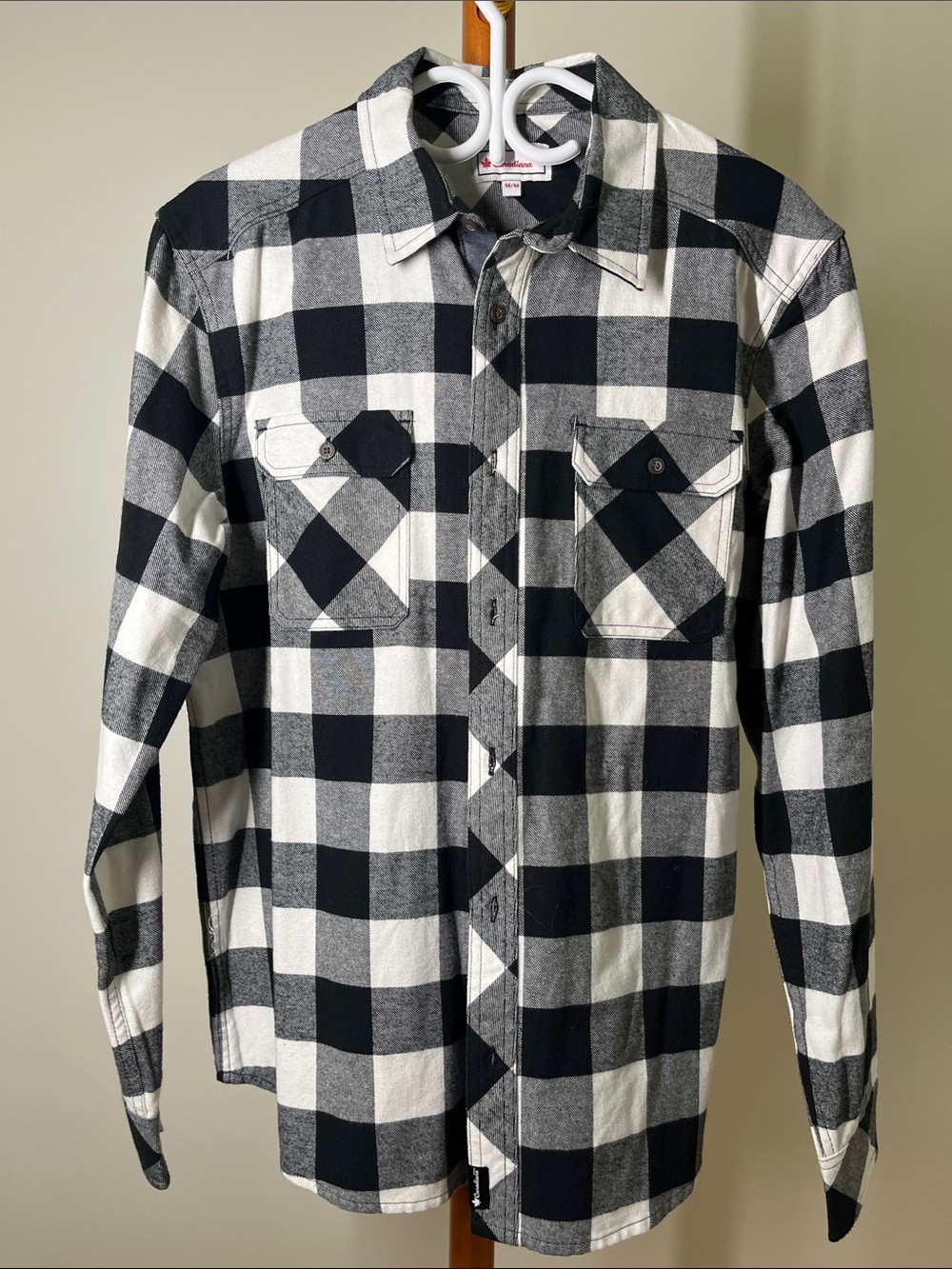 Men's Black & White Plaid Button-Down Workshirt